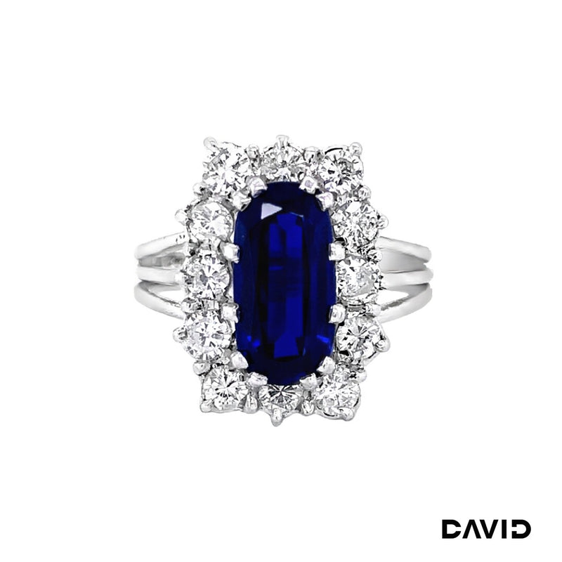 Ring Brillanten/synth. Saphir 750-18k Weißgold