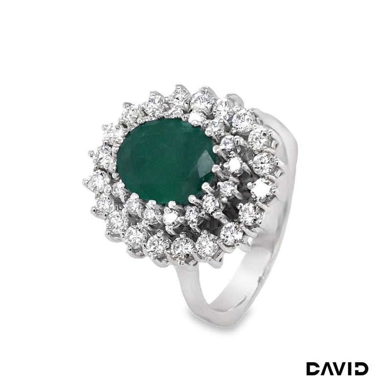 Ring Brillanten/Smaragd 585/14k Weißgold