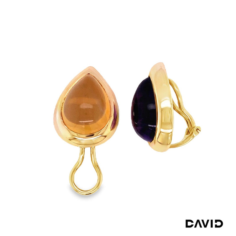 Ohrclips Citrin/Amethyst Gold 750/18k