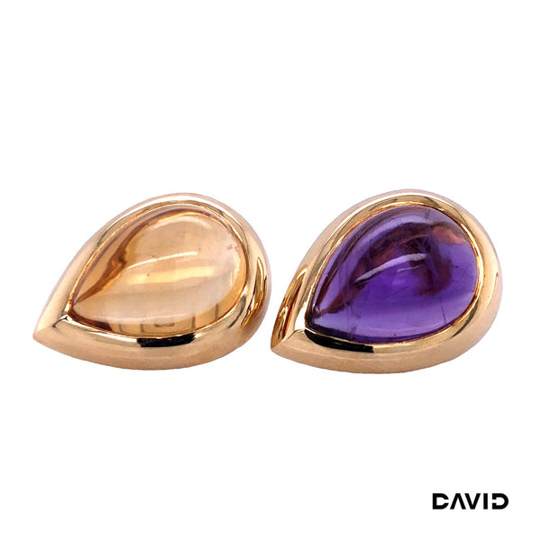 Ohrclips Citrin/Amethyst Gold 750/18k