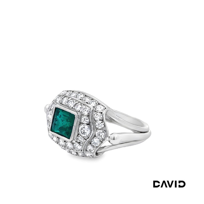 Ring Brill./Smaragd 950Platin