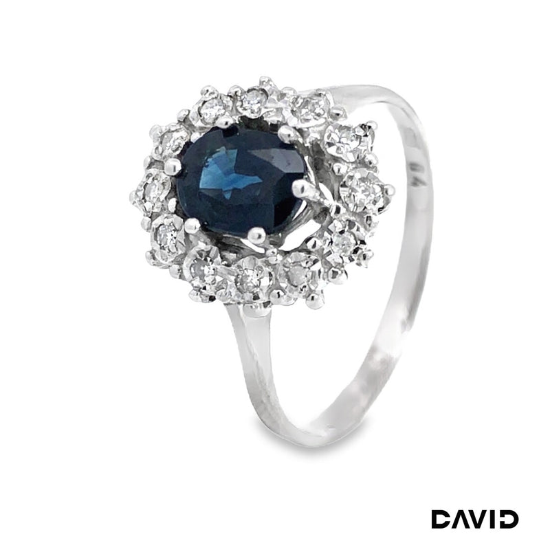 Ring Diamanten/Saphir 585/14k Weißgold