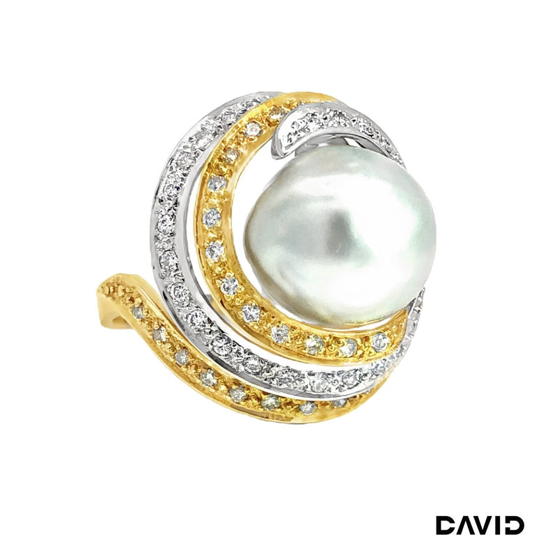 Ring Brillanten/Marbeperle Gold 18k Bicolor
