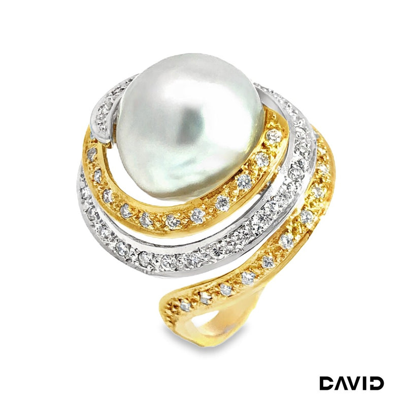 Ring Brillanten/Marbeperle Gold 18k Bicolor