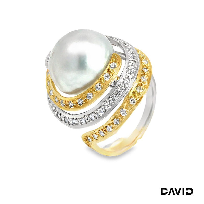 Ring Brillanten/Marbeperle Gold 18k Bicolor