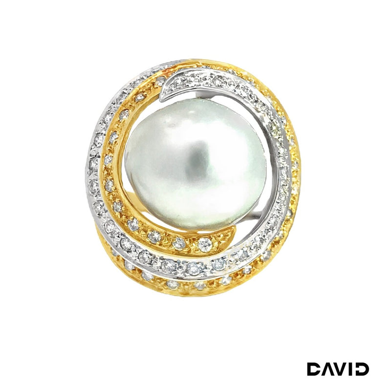 Ring Brillanten/Marbeperle Gold 18k Bicolor