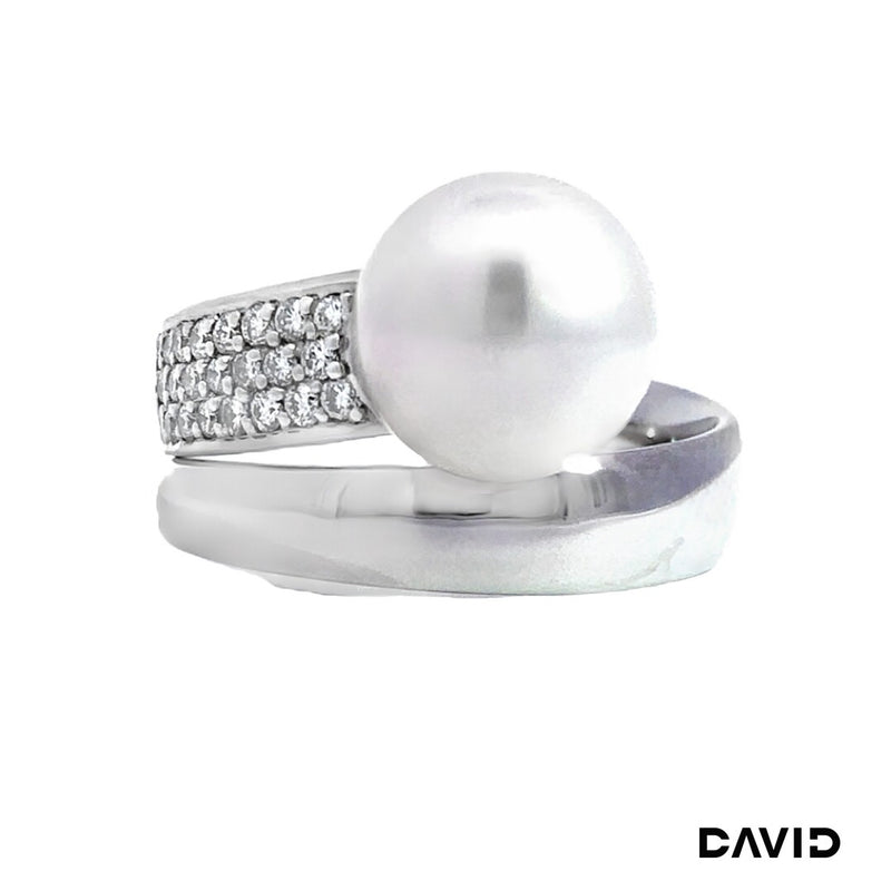 Ring Brillanten & Südseeperle 750-18k Weißgold