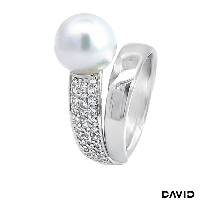 Ring Brillanten & Südseeperle 750-18k Weißgold