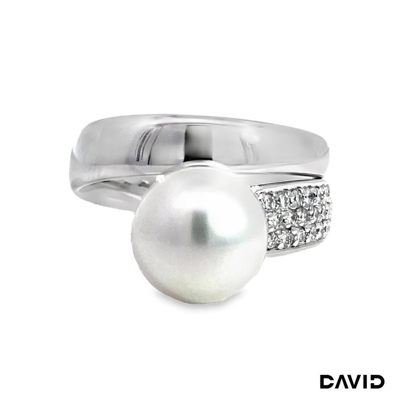 Ring Brillanten & Südseeperle 750-18k Weißgold