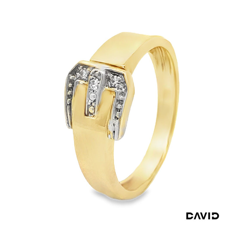 Ring Schnalle Diamanten im Achtkant Schliff Gold 8k