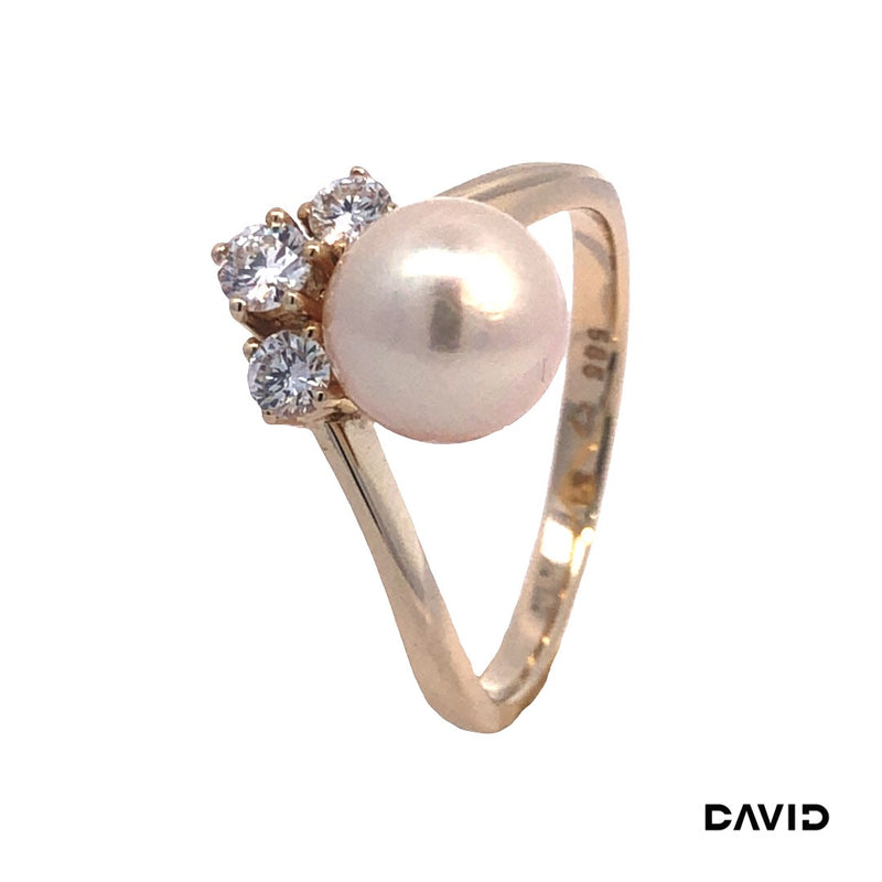Ring Perle mit Brillant Gold 585/14k