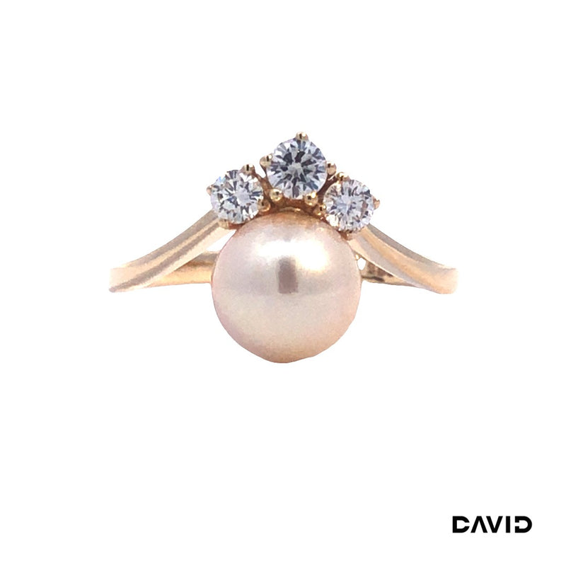 Ring Perle mit Brillant Gold 585/14k