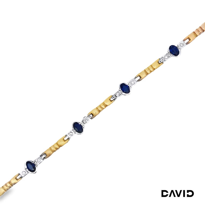 Armband 19 Brillanten/Saphire Gold 14k Bicolor