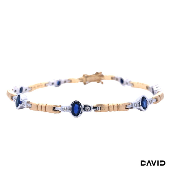 Armband 19 Brillanten/Saphire Gold 14k Bicolor