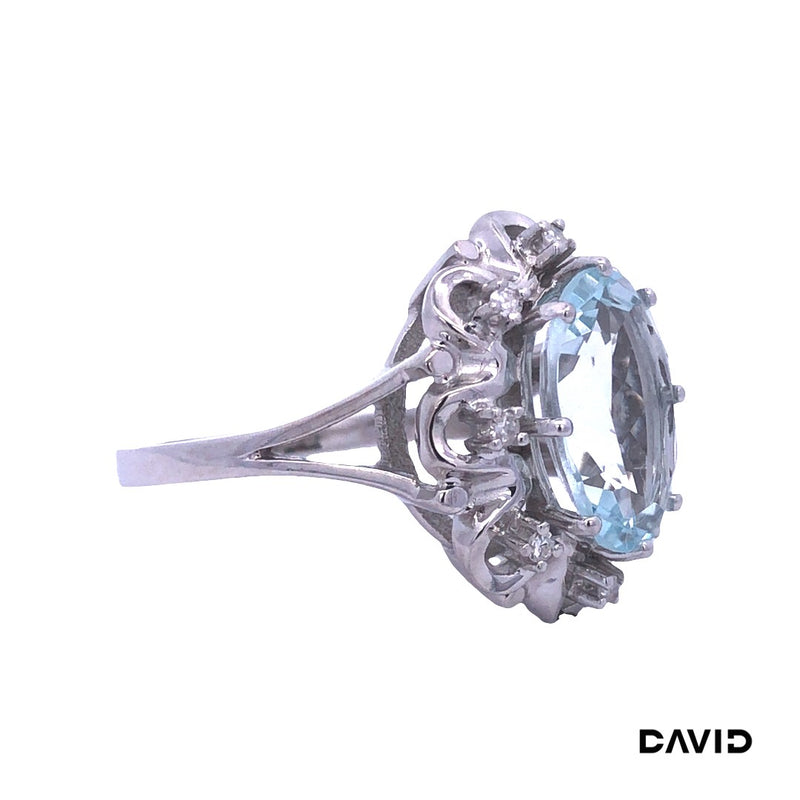 Ring Aquamarin/Brillant 585/14k Weißgold