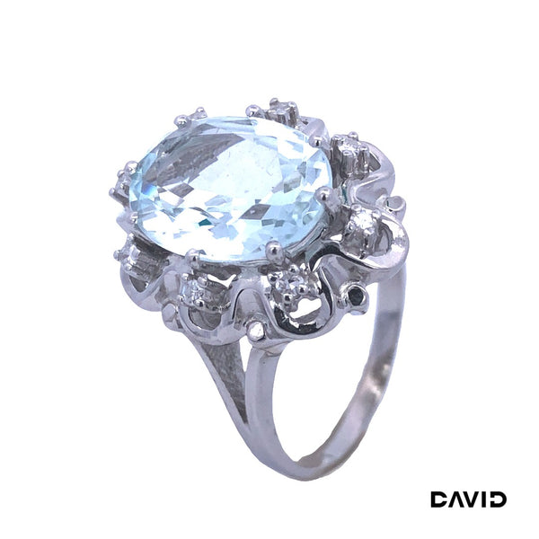 Ring Aquamarin/Brillant 585/14k Weißgold