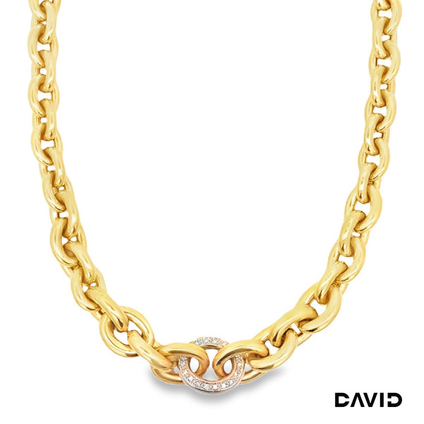 Kette 48 Brillanten Gold 14k Bicolor