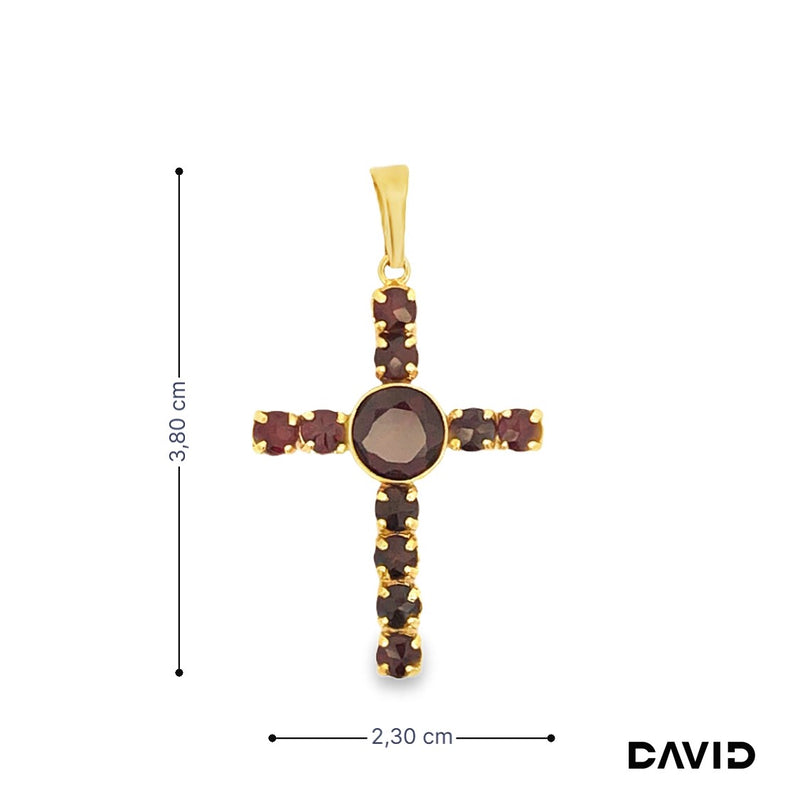 Anhänger Kreuz Granat Gold 8k