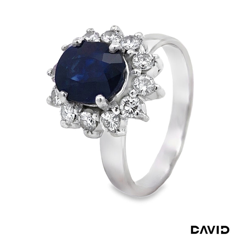 Ring Brillanten/Saphir 585/14k Weißgold