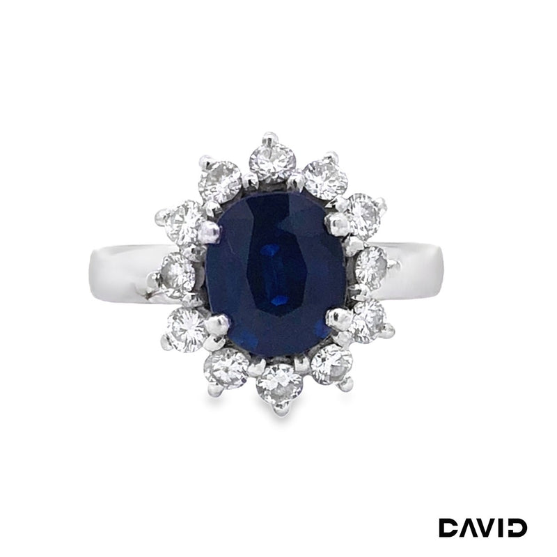 Ring Brillanten/Saphir 585/14k Weißgold
