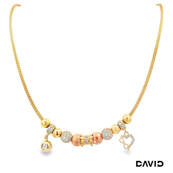 Kette 45 mit Anhänger Zirkonia Gold 14k Tricolor