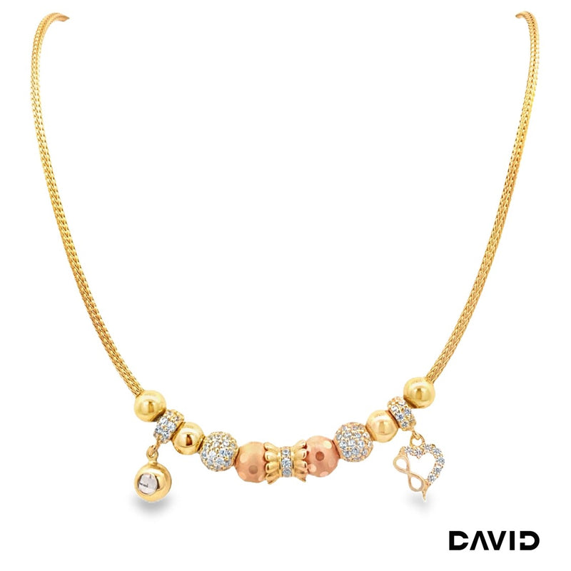 Kette 45 mit Anhänger Zirkonia Gold 14k Tricolor