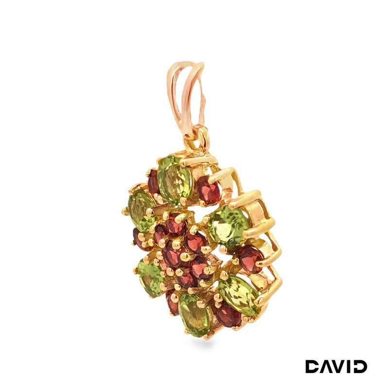 Anhänger Peridot/Granat Gold 9k
