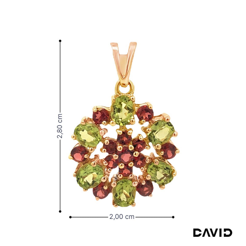 Anhänger Peridot/Granat Gold 9k