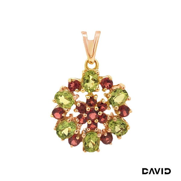Anhänger Peridot/Granat Gold 9k
