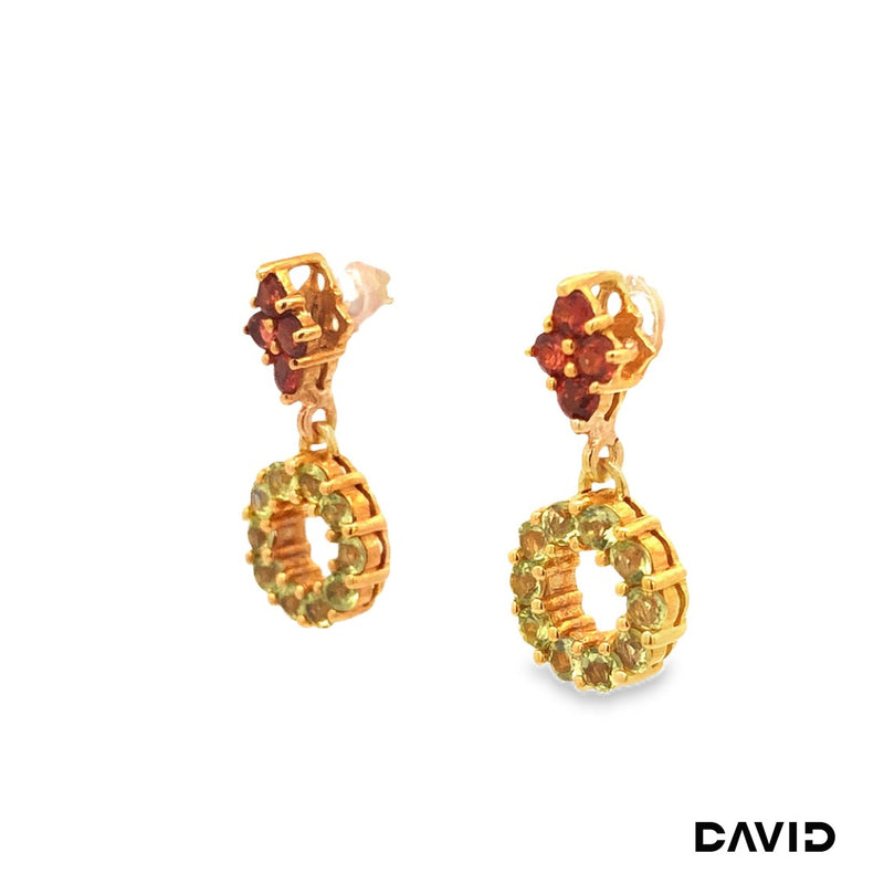 Ohrstecker Peridot/Granat Gold 9k