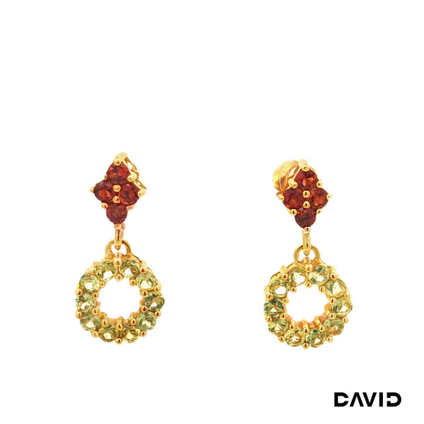 Ohrstecker Peridot/Granat Gold 9k