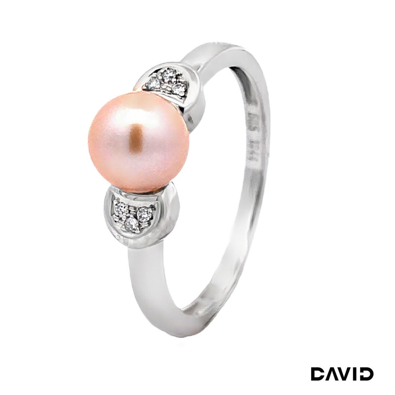 Ring Brill./Perle 585/14k Weißgold