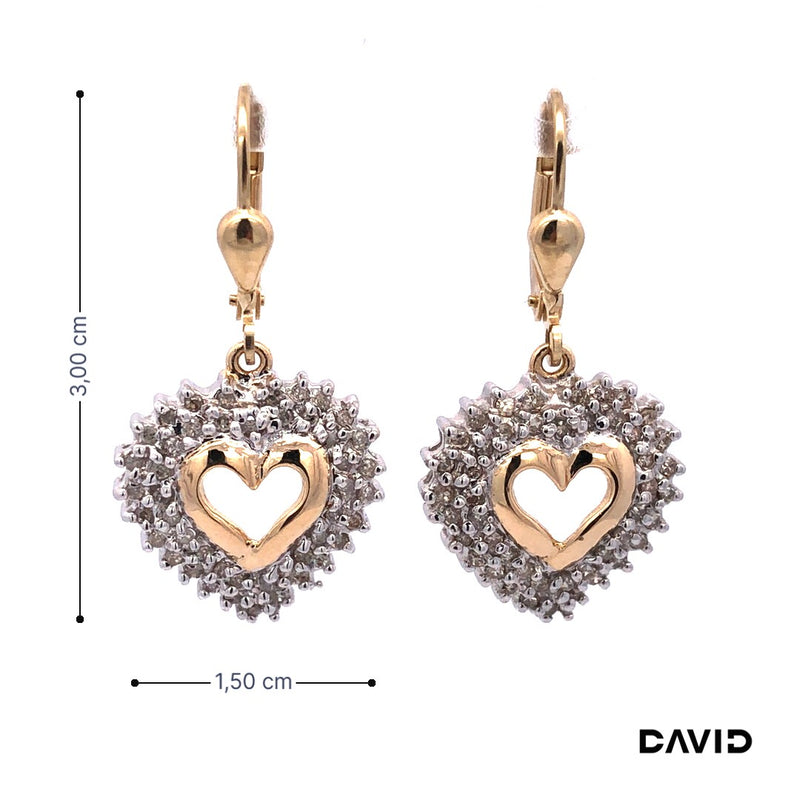 Ohrhänger Diamanten Gold 14k Bicolor
