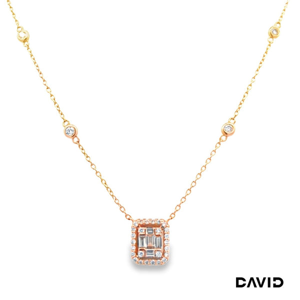 Kette 42 mit Anhänger Diamanten 750/-Rosè