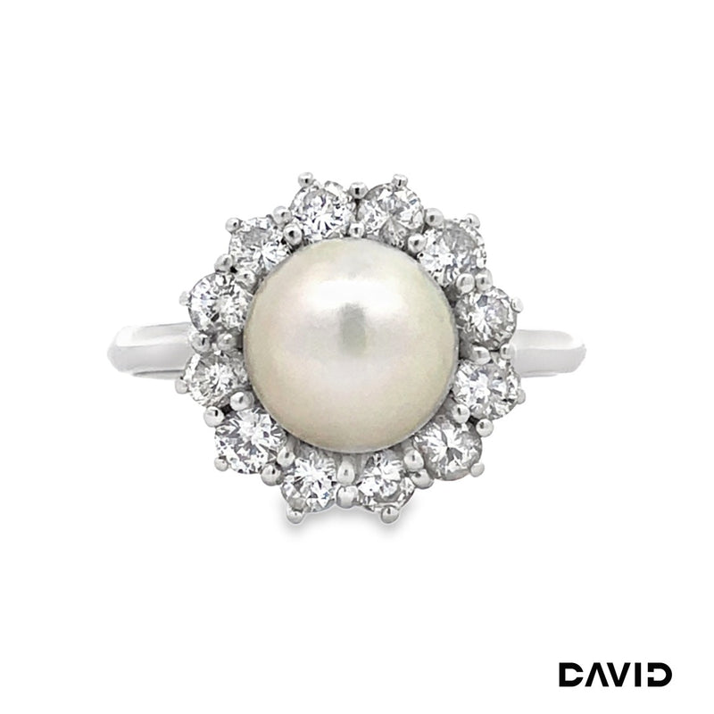 Ring Brillanten & Perle 750-18k Weißgold