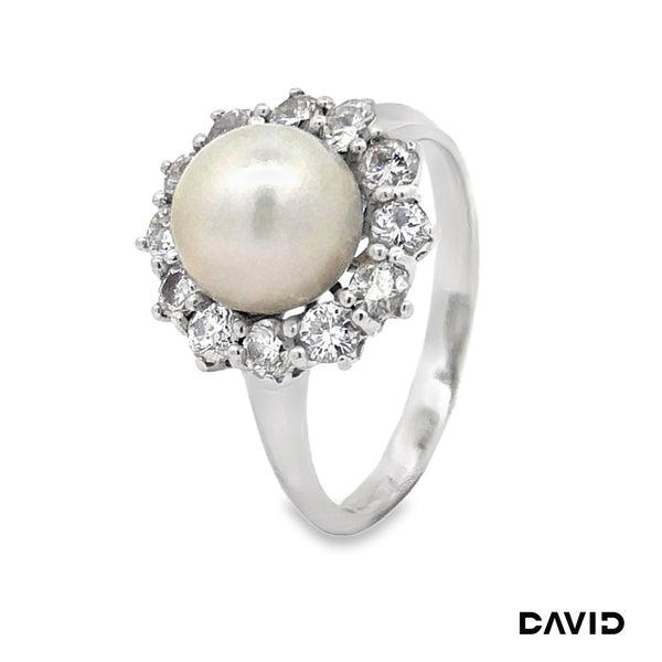 Ring Brillanten & Perle 750-18k Weißgold