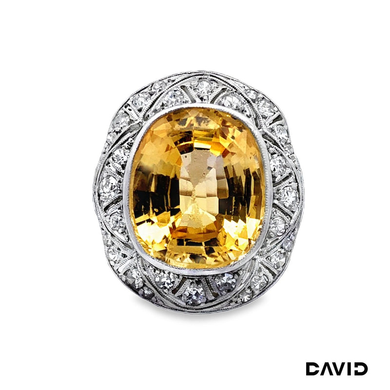 Ring Citrin/Diamanten 750-18k Weißgold