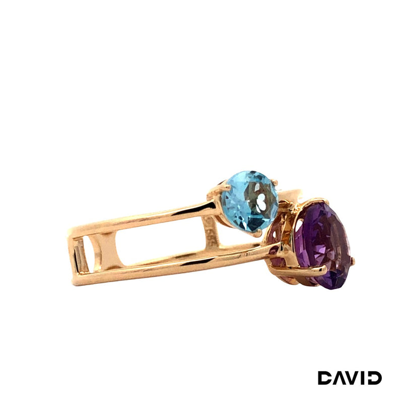 Ring Amethyst & Blautopas Gold 585/14k