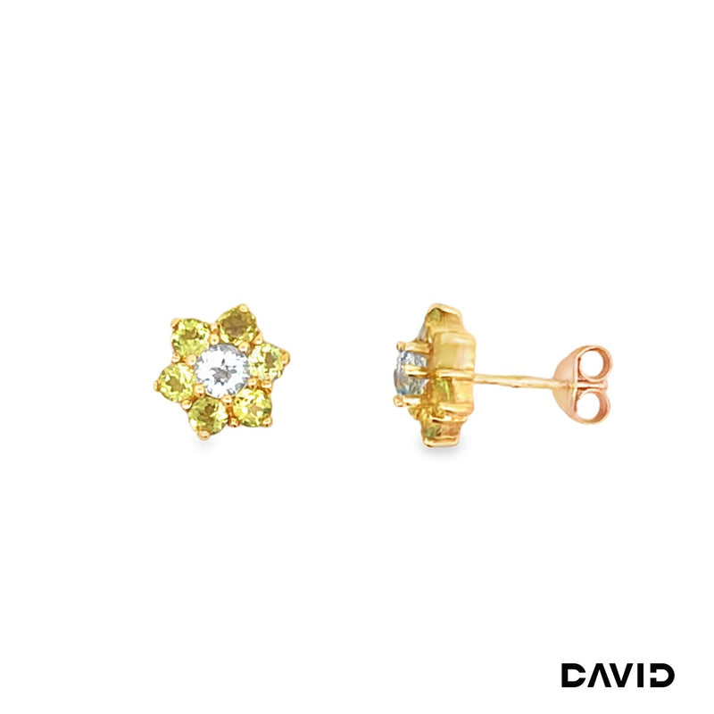 Ohrstecker Peridot/Blautopas Gold 9k