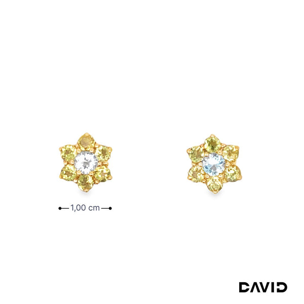 Ohrstecker Peridot/Blautopas Gold 9k