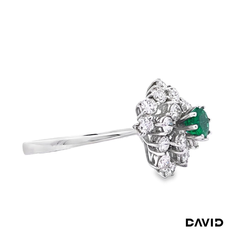 Ring Brill./Smaragd 750-18k Weißgold