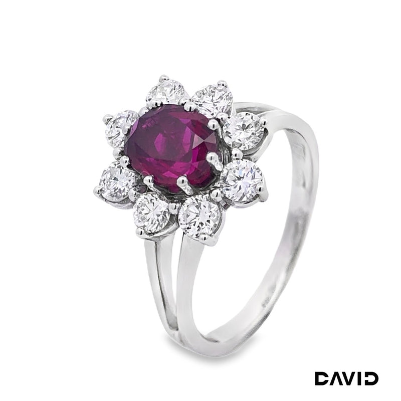 Ring Brill./Rubin 750-18k Weißgold