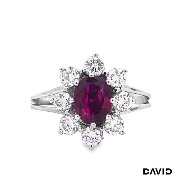 Ring Brill./Rubin 750-18k Weißgold