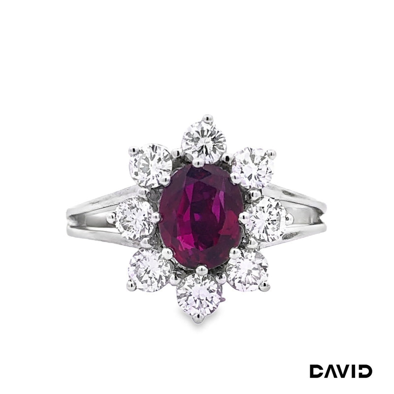 Ring Brill./Rubin 750-18k Weißgold