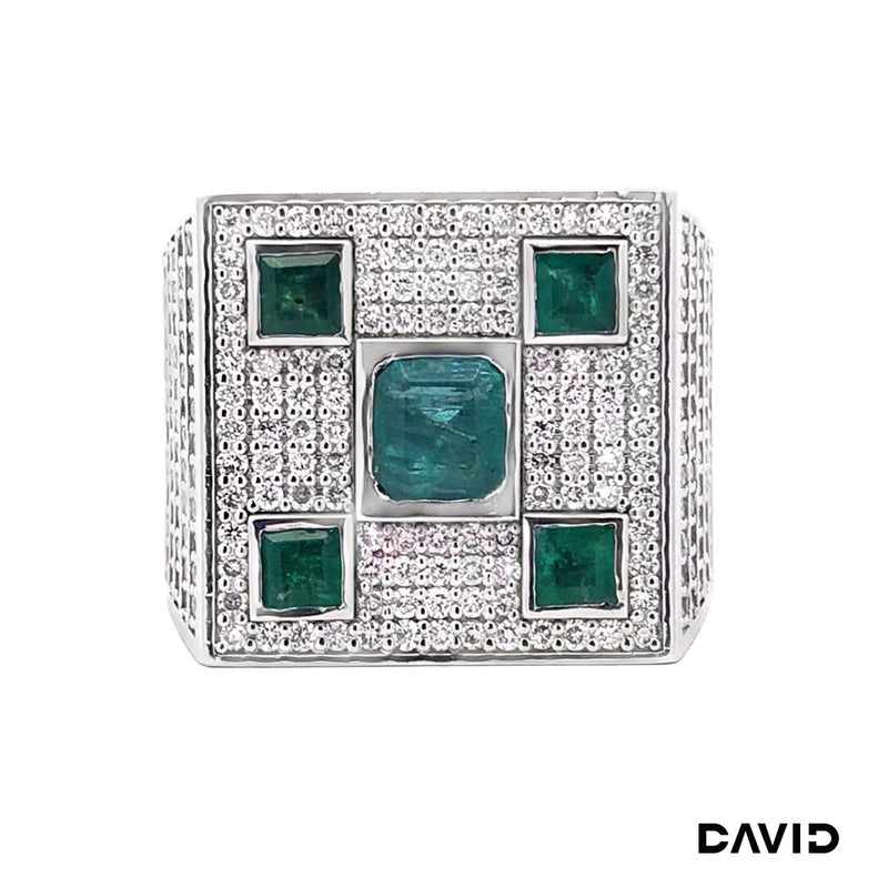 Ring Brillanten/Smaragd 750-18k Weißgold