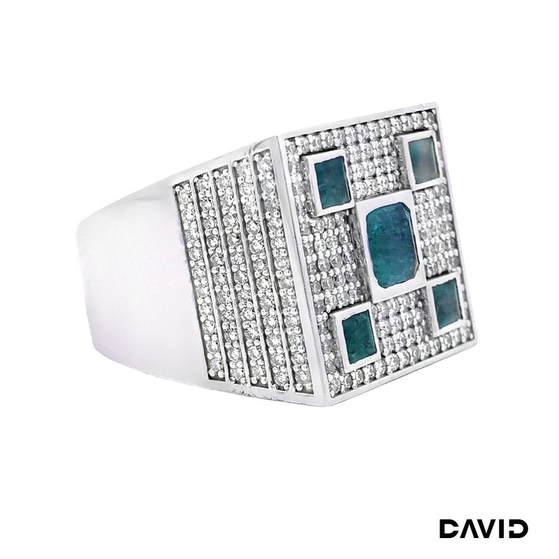 Ring Brillanten/Smaragd 750-18k Weißgold