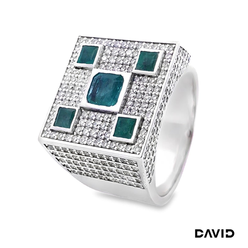 Ring Brillanten/Smaragd 750-18k Weißgold