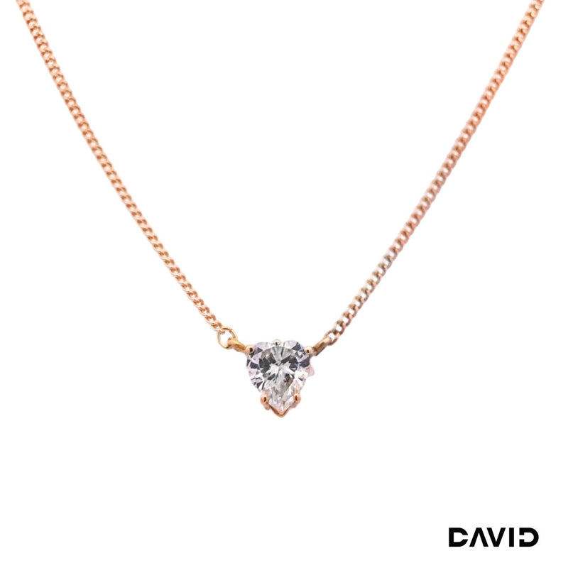 Kette 42 mit Anhänger Diamant Herz Gold 14k Rotgold