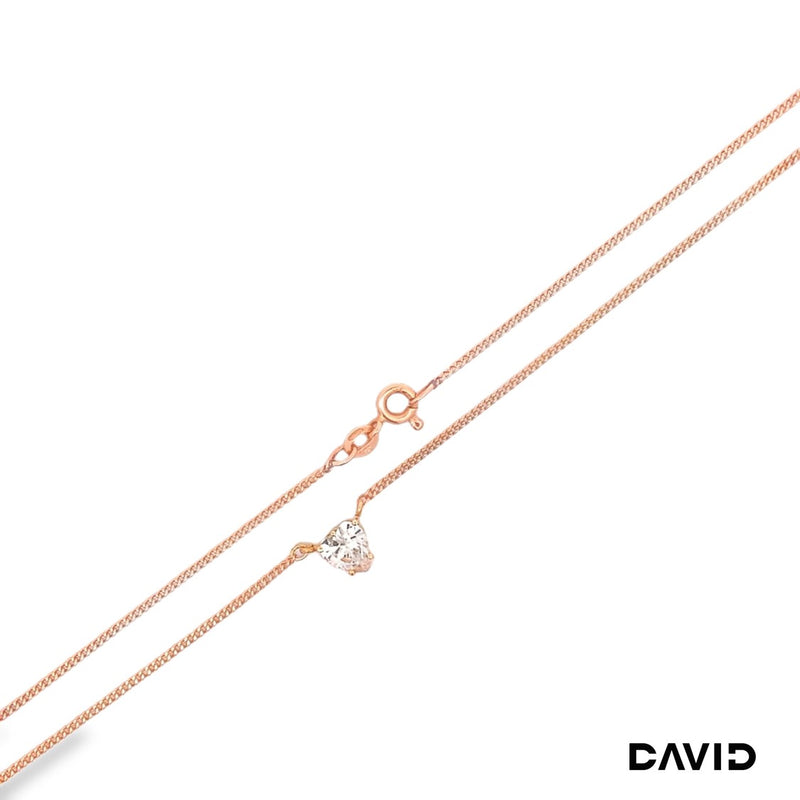 Kette 42 mit Anhänger Diamant Herz Gold 14k Rotgold