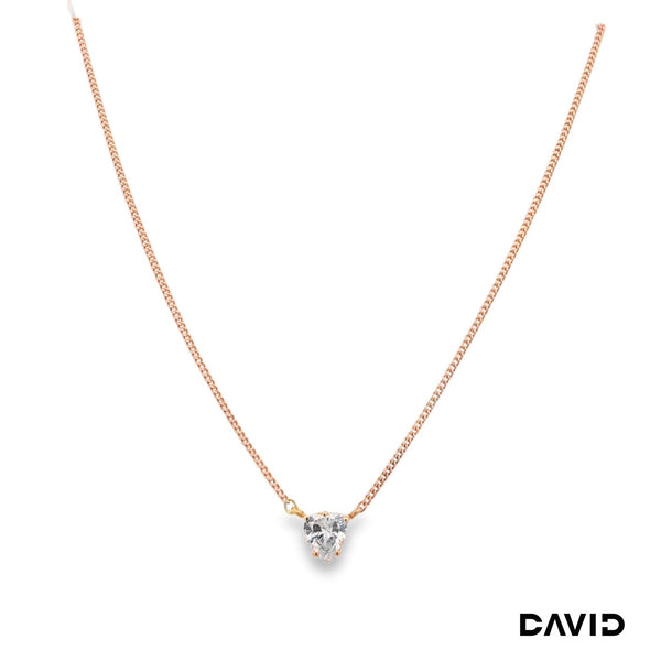 Kette 42 mit Anhänger Diamant Herz Gold 14k Rotgold